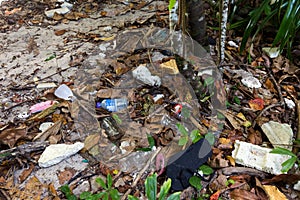 Rubbish plastic pollution