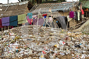 Rubbish in slum area photo