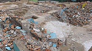 the rubble of the building after it was demolished