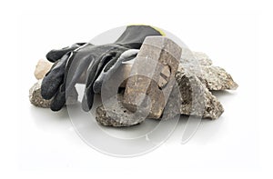 Rubble debris with hammer