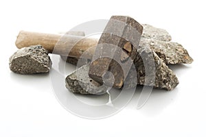 rubble debris with hammer