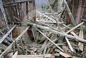 Rubble and the ruins of the house destroyed by powerful earthqu