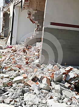 rubbles of destroyed house