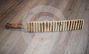 Rubel is a wooden board which our grandmothers at home ironed home linen in ancient times photo