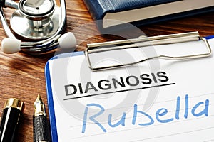 Rubella written in a medical diagnostic form