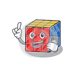 Rubic cube Cartoon design style speaking on a phone