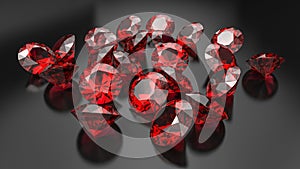 Rubies on a black background.