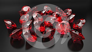 Rubies on a black background.