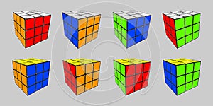 Rubik cube in 8 positions