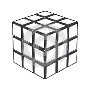 Rubik's cube isolated on a white background. Line art. Modern design