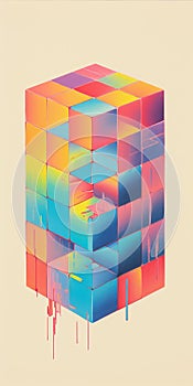 Vibrant 3d Cube Structure Dominates The Digital Art Scene