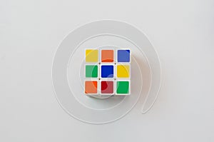 Rubik`s cube on a whitw background