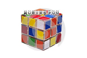 Rubik's fun text on cube