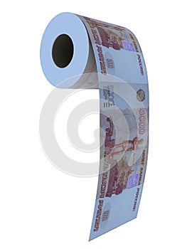 Ruble banknote as toilet paper
