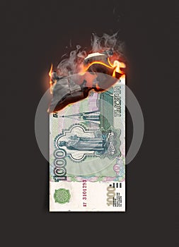 Ruble Burning Cash Note