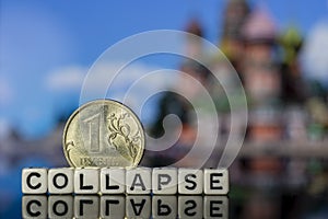 Ruble Collapse Concept Moscow Cathedral Background Macro