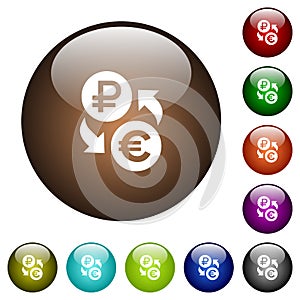 Ruble Euro money exchange color glass buttons