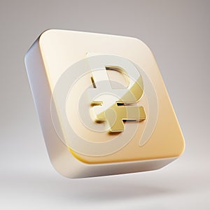 Ruble icon. Golden Ruble symbol on matte gold plate