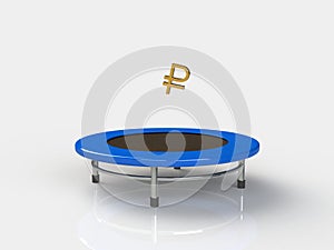 Ruble Jumping on a trampoline on a white background