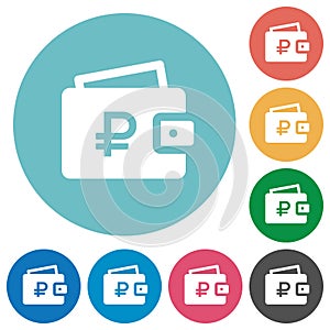Ruble wallet flat round icons