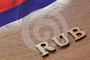 ruble word concept made of wooden letters rub on wooden background