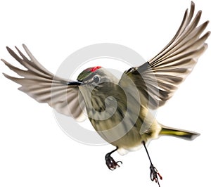 Ruby-crowned kinglet bird. Bird clipart. AI-generated.