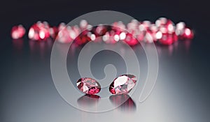 Ruby diamond topaz Gem placed on glossy background 3d rendering soft focus