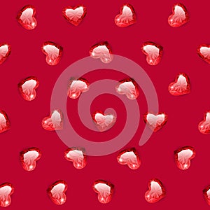 Ruby Gem Hearts Seamless Pattern