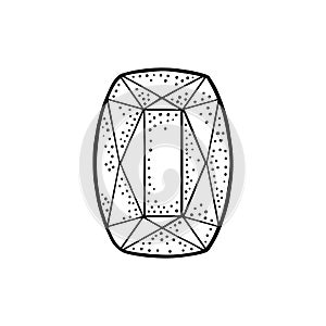 Ruby gem stone. Vintage black vector engraving illustration