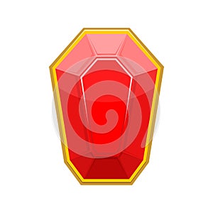 Ruby gemstone isolated. Jewelry red stone on white background