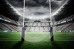 Ruby goal post at rugby stadium
