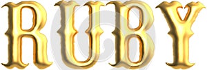 Ruby golden text , 3d rendering