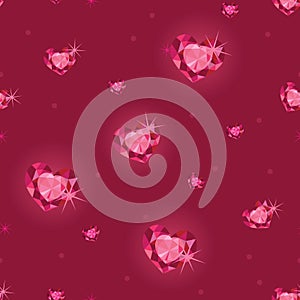 Ruby heart diamonds seamless pattern background