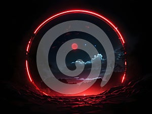 Ruby Lunar Emanation: Enchanting Red Glow Disc photo