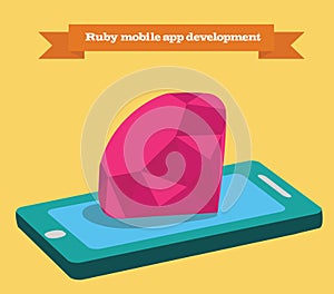 Ruby mobile application development vector illustration