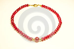 Ruby necklace in a closeup