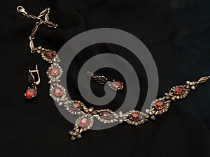 Ruby necklace and ear-rings