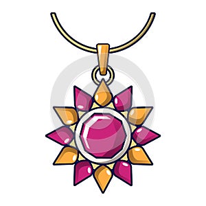 Ruby necklace icon, cartoon style