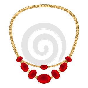 Ruby necklace icon, cartoon style