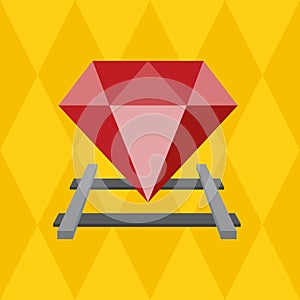 Ruby on the railway. Vector Flat design
