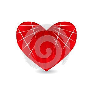 Ruby red heart with faces and shadow. Valentine s Day. illustration