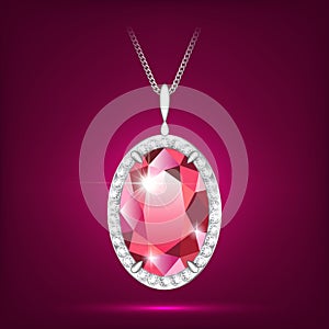 Ruby red pendant vector realistic style eps10