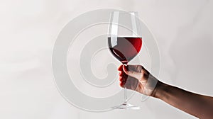 ruby red wine white background