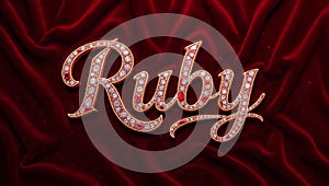 Ruby Text on Velvet Background