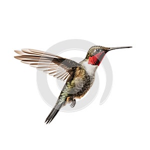 Ruby-throated hummingbird isolated on white background