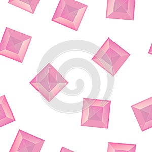 Ruby vector icon. Icon gemstone ruby seamless pattern on a white background