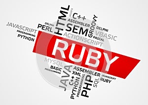RUBY word cloud, tag cloud, vector graphics