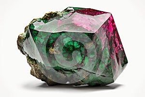 Ruby In Zoisite Stone On White Background. Generative AI