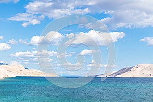 Rucica beach on dry rocky Pag island, Croatia