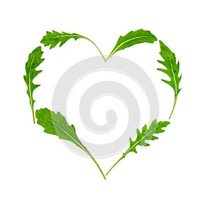 Rucola Rughetta, Arugola, Ruccola leaves in the form of heart